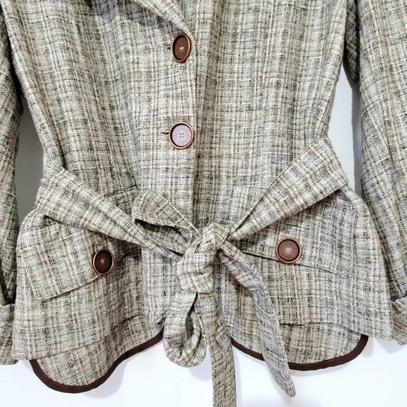 Patrizia Pepe Firenzi Italy Sz 42 Beige/Brown Blazer Jacket Cotton Blend… - Picture 3 of 8